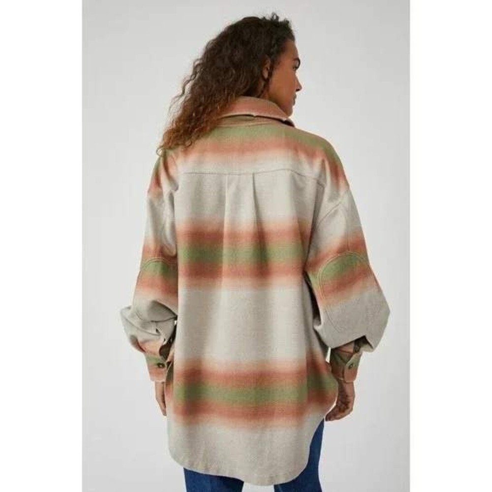 Free People Printed Ruby Shacket Jacket Marzipan … - image 3